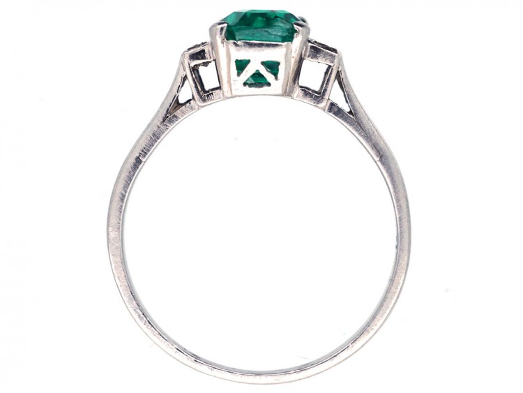 Art Deco Rectangular Emerald & Baguette Diamond Ring