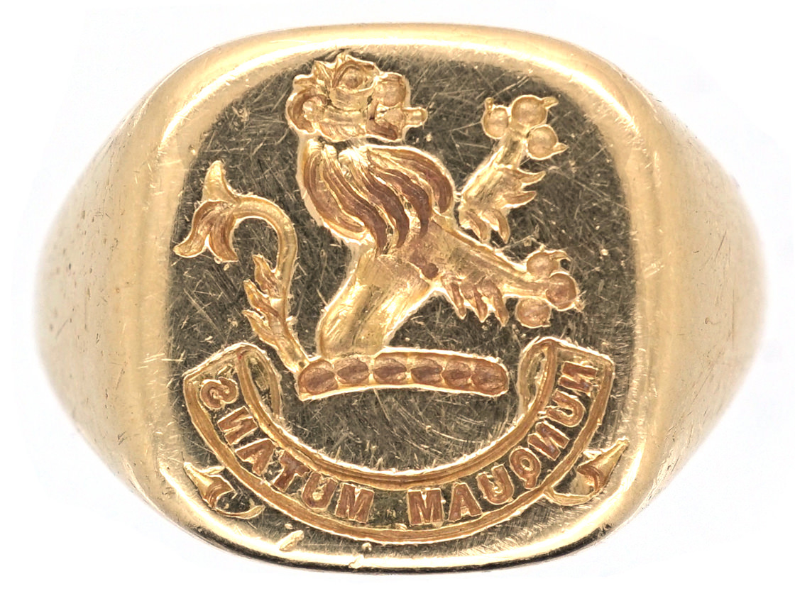 18ct Gold Signet Ring with Lion Rampant Intaglio (972G) | The Antique ...