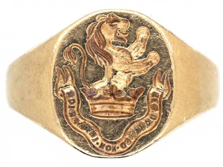 18ct Gold Signet Ring with Lion & Crown Intaglio