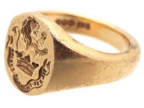 18ct Gold Signet Ring with Lion & Crown Intaglio