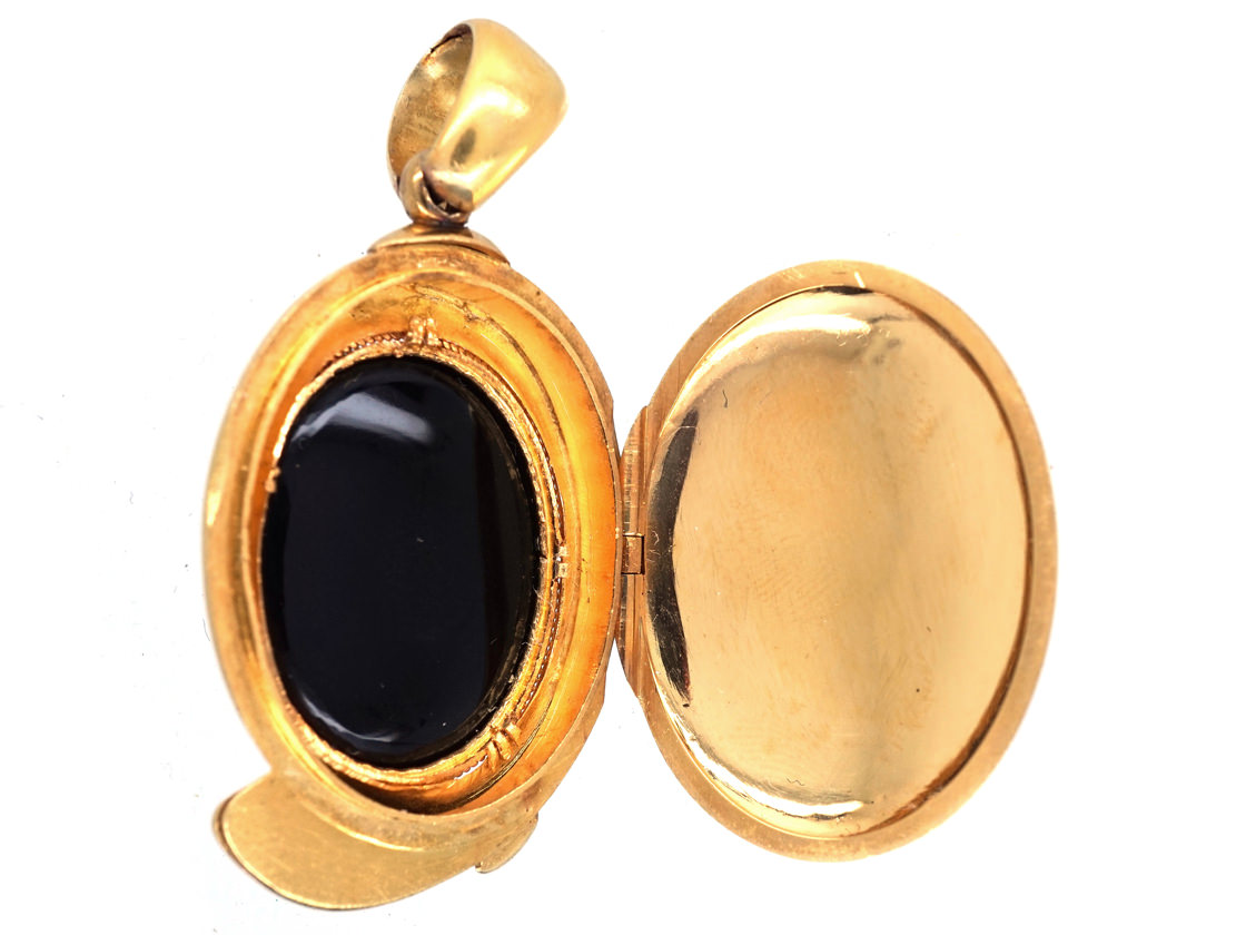 Victorian 15ct Gold Oval Coiled Snake Locket - The Antique Jewellery