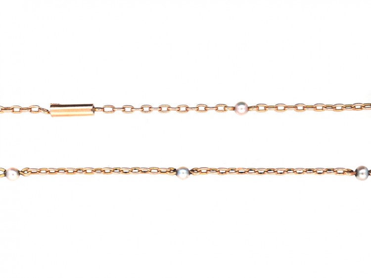 Edwardian 9ct Gold & Natural Pearls Chain