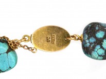 Art Nouveau 15ct Gold & Turquoise Matrix Bracelet