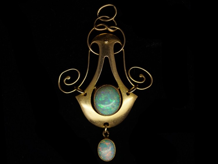 Art Nouveau Opal 15ct Gold Pendant