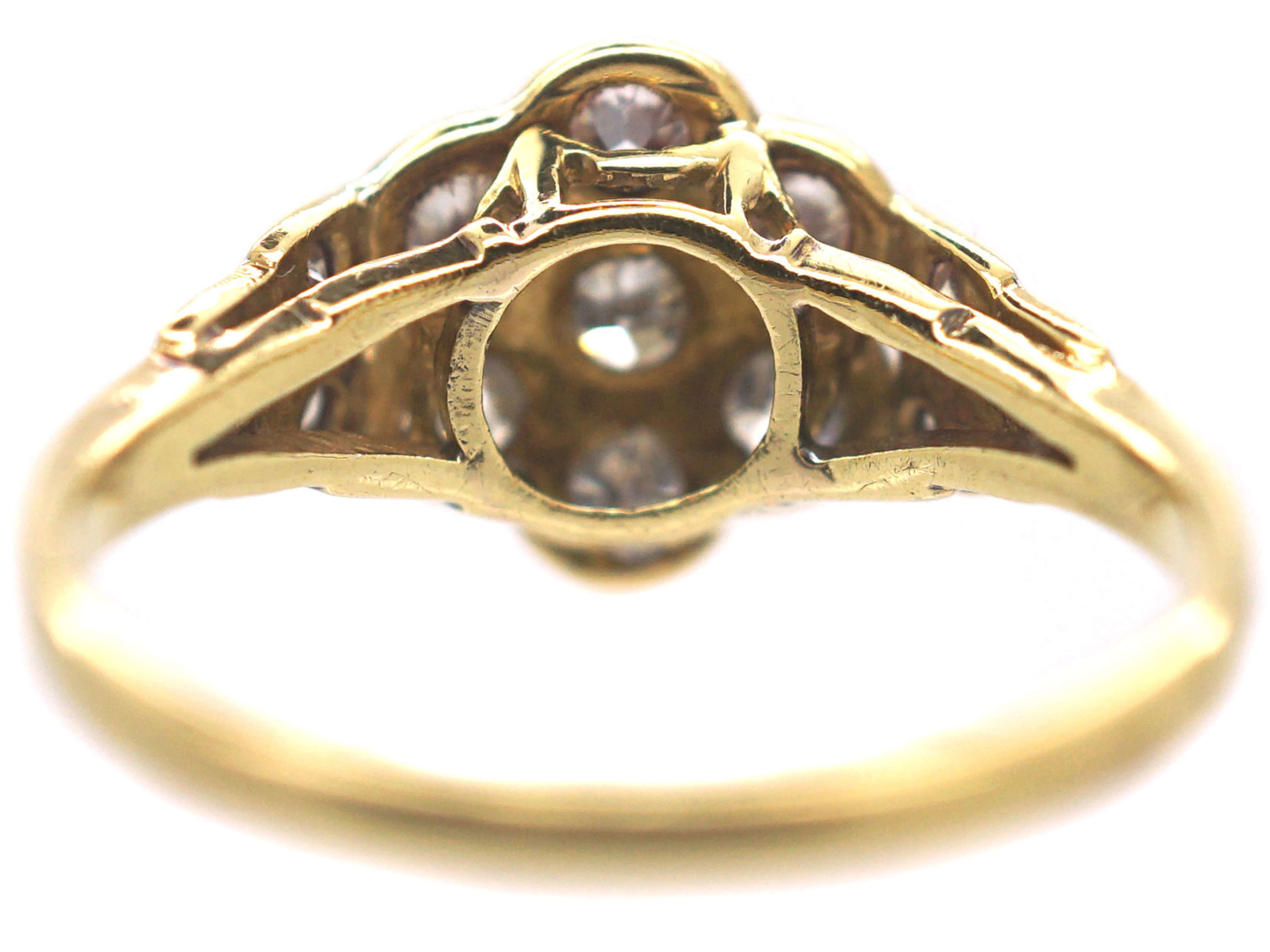 Edwardian 18ct Gold & Platinum, Diamond Cluster Ring with Diamond Set ...