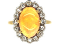 18ct Gold & Platinum Water Opal & Diamond Oval Cluster Ring