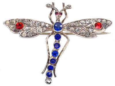 Edwardian Silver & Paste Dragonfly Brooch