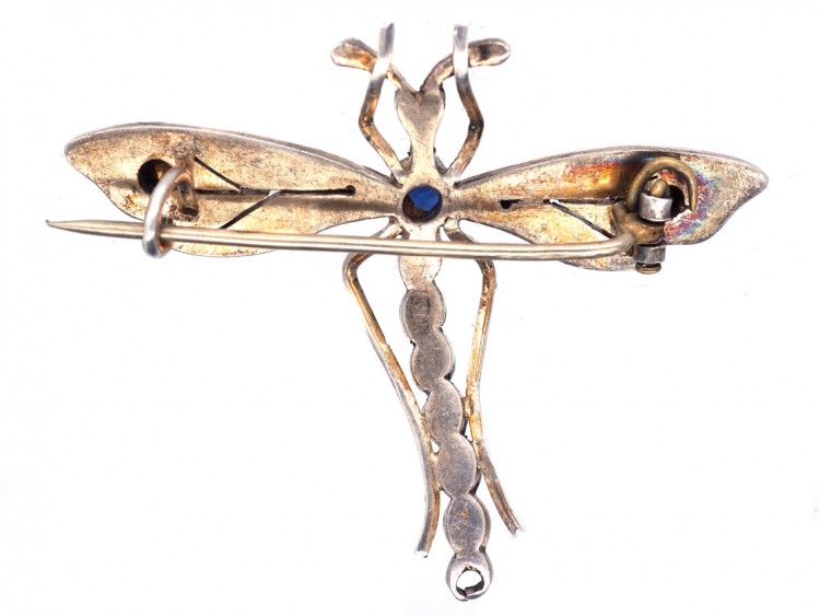 Edwardian Silver & Paste Dragonfly Brooch