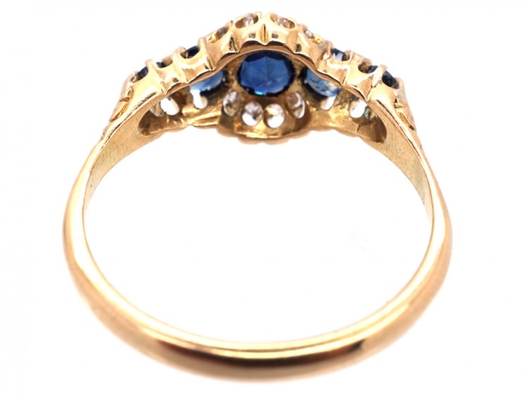 Edwardian 18ct Gold, Five Stone Sapphire & Diamond Ring