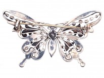 Large Edwardian Silver & Paste Butterfly Brooch