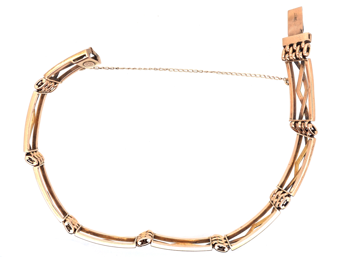 Edwardian 15ct Gold Gate Bracelet (3H) The Antique Jewellery Company