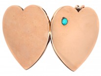 Large Edwardian 15ct Gold Heart Shaped Locket Set with a Turquoise