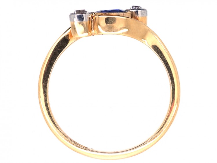 Edwardian Sapphire & Diamond Crossover Ring
