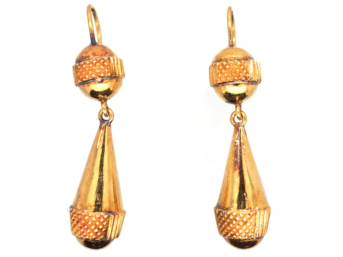 Georgian 18ct Gold Drop Earrings in Original Case (20H) | The Antique ...