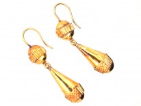 Georgian 18ct Gold Drop Earrings in Original Case