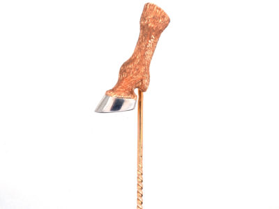 French 18ct Two Colour Gold Horse Hoof Stickpin