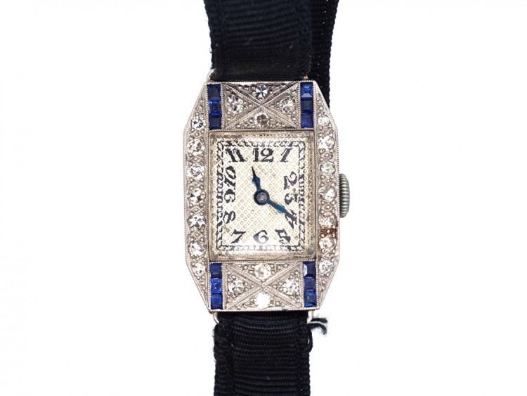 Art Deco Platinum, Sapphire ​& Diamond Watch