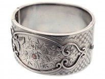 Victorian Silver Applied Rose Design Bangle