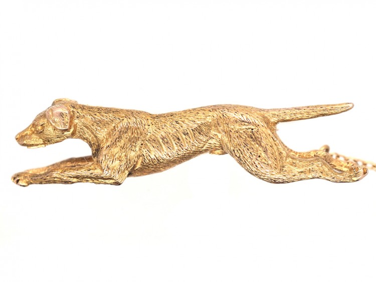Edwardian 15ct Gold Hunting Dog Brooch