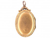 Edwardian 9ct Back & Front Oval Locket With Bow & Flowers Design