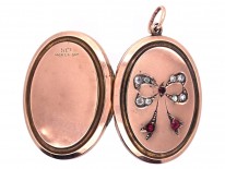 Edwardian Rose Gold Oval Locket With Bow Motif