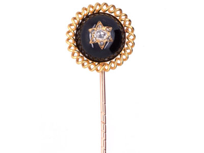 Victorian 18ct Gold, Diamond & Cabochon Garnet Stickpin