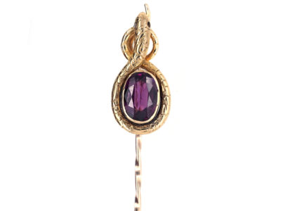 Georgian 15ct Gold & Almandine Garnet Snake Stick Pin