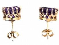 9ct Gold & Amethyst Round Stud Earrings
