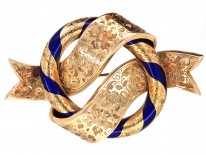 Victorian Large 18ct Gold & Royal Blue Enamel Garter Brooch