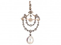 Victorian Diamond & Pearl Articulated Pendant / Brooch