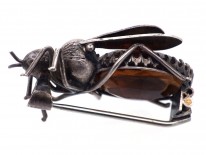 Victorian Silver & Smokey Quartz Bee Brooch