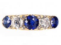 Victorian 18ct Gold, Sapphire ​& Diamond Carved Half Hoop Ring