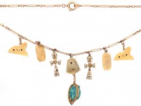Art Deco 9ct Gold & Enamel Egyptian Revival Necklace