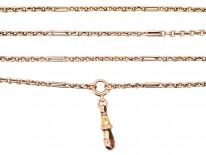 Edwardian 15ct Gold Fancy Link Long Guard Chain