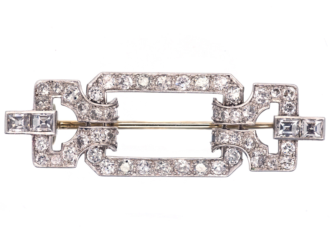 Art Deco Platinum & Diamond Brooch (82H) | The Antique Jewellery Company