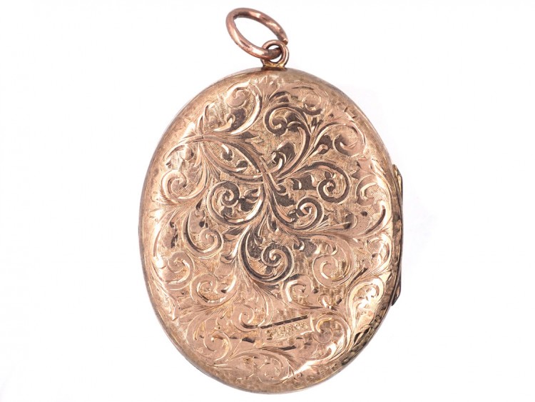Edwardian 9ct Gold Oval Locket with Heart Motif