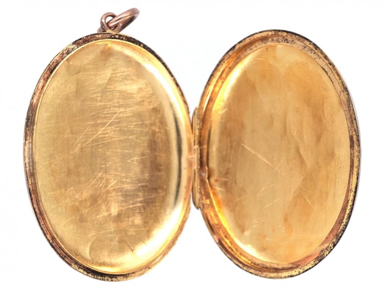 Edwardian 9ct Gold Oval Locket with Heart Motif