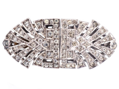 Art Deco Silver & Paste Double Clip Brooch