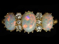 Victorian Three Stone Opal & Diamond Ring