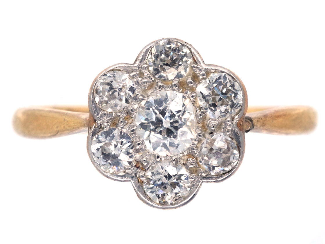 Edwardian 18ct Gold, Platinum & Diamond Cluster Ring (846M) | The ...