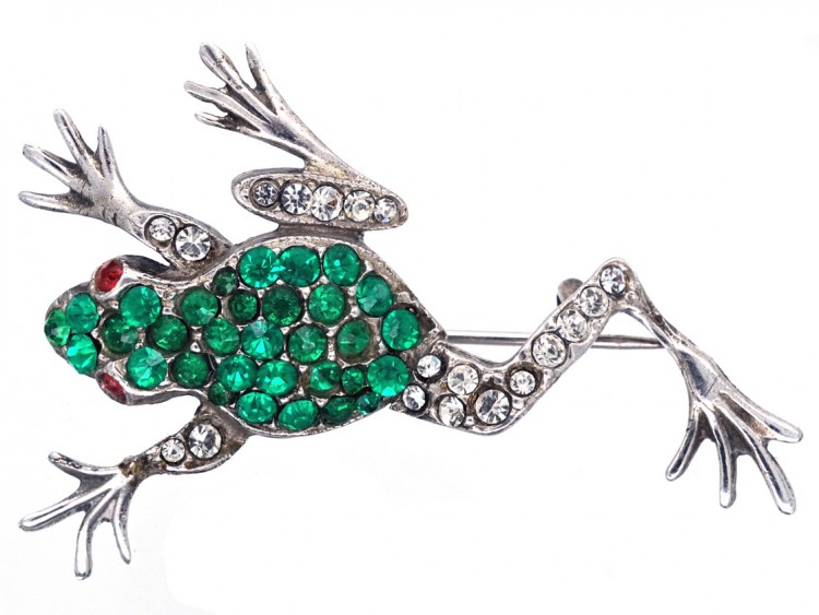 Silver & Paste Lively Frog Brooch