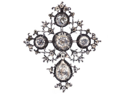 French Early 19th Century Silver & Foiled Paste Cross