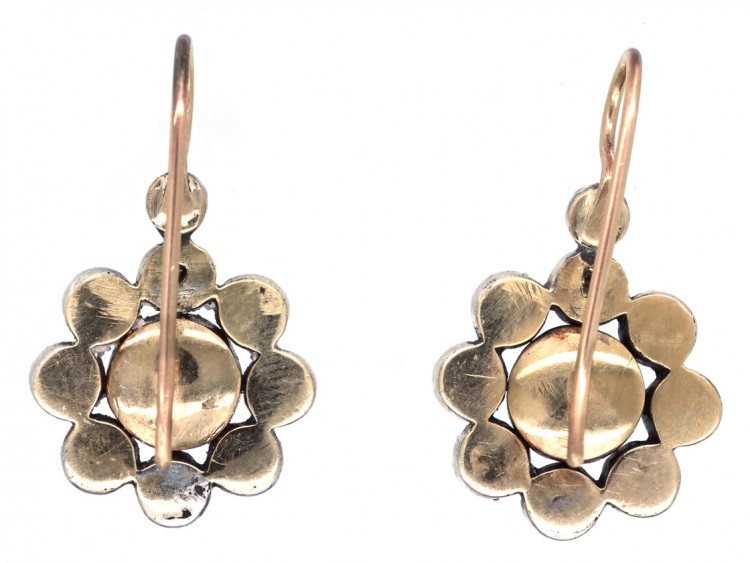 Georgian Silver & Gold Paste Cluster Earrings