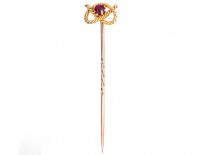 Edwardian 15ct Gold & Ruby Lover's Knot Tie Pin