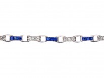 Art Deco Platinum, Sapphire & Diamond Bracelet by Waslikoff