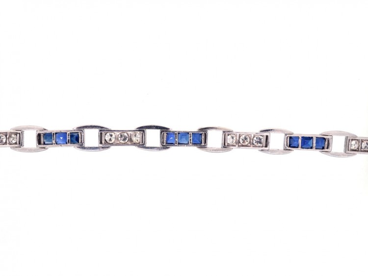 Art Deco Platinum, Sapphire & Diamond Bracelet by Waslikoff