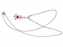 Art Deco Ruby & Diamond Pendant on Chain