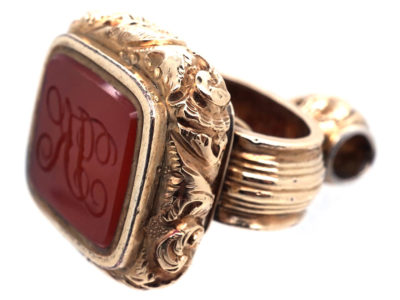 Georgian Gold Cased & Carnelian Seal with Monogram Base