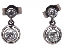 Art Deco Two Stone Diamond Drop Earrings