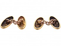 Victorian 15ct Gold Engraved Oval Cufflinks